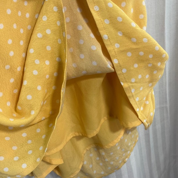 NWT Forever 21 Yellow White Polka Dot Mini Dress Spaghetti Strap Tie Backless S - Picture 9 of 10